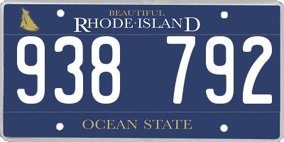 RI license plate 938792