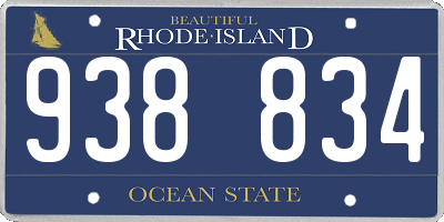 RI license plate 938834