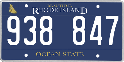 RI license plate 938847