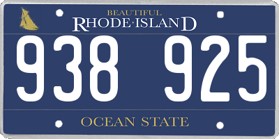 RI license plate 938925
