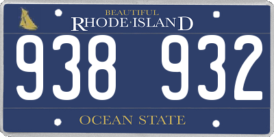 RI license plate 938932
