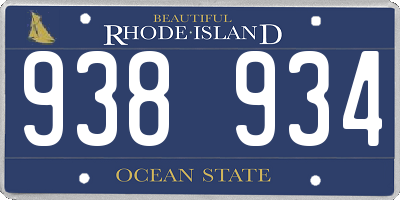 RI license plate 938934