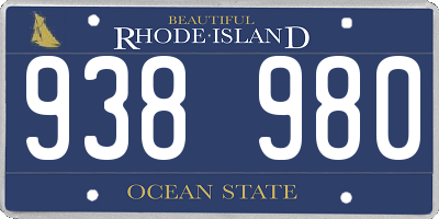 RI license plate 938980