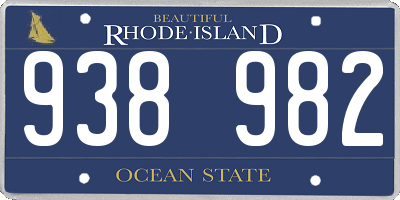 RI license plate 938982