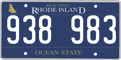 RI license plate 938983