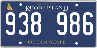 RI license plate 938986