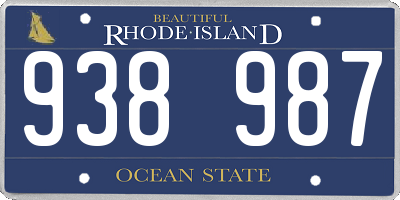 RI license plate 938987