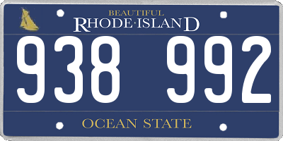 RI license plate 938992