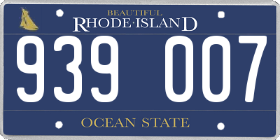 RI license plate 939007