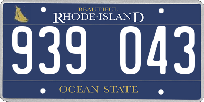 RI license plate 939043