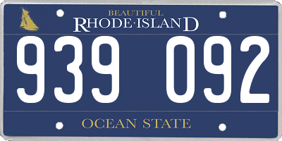 RI license plate 939092