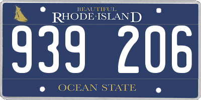 RI license plate 939206