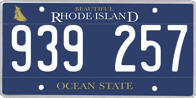 RI license plate 939257