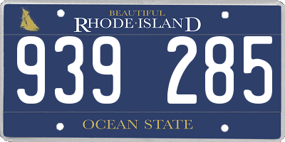 RI license plate 939285