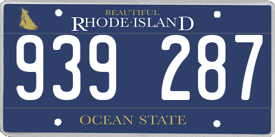 RI license plate 939287
