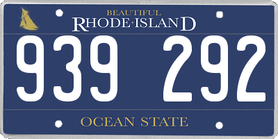RI license plate 939292