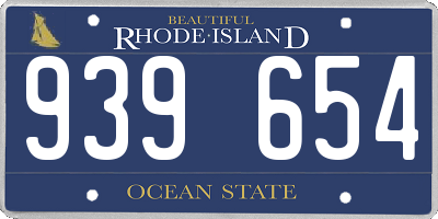 RI license plate 939654