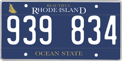 RI license plate 939834