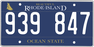 RI license plate 939847