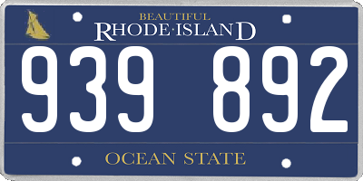 RI license plate 939892