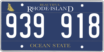 RI license plate 939918