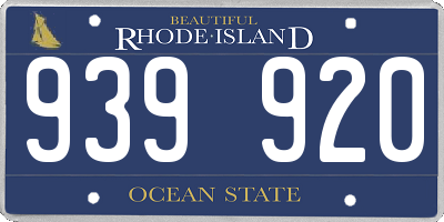 RI license plate 939920