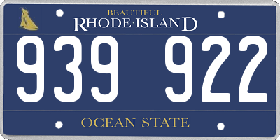 RI license plate 939922