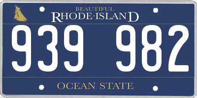 RI license plate 939982