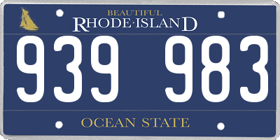 RI license plate 939983