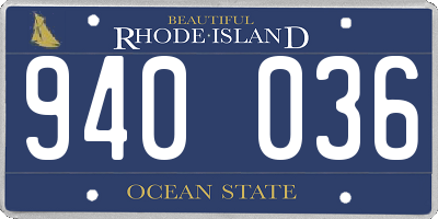 RI license plate 940036