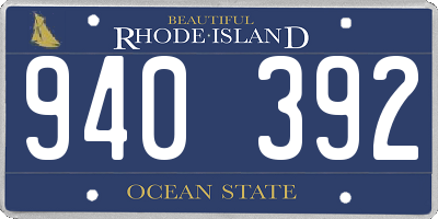 RI license plate 940392