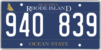 RI license plate 940839