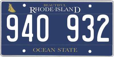 RI license plate 940932