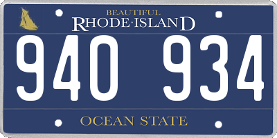 RI license plate 940934