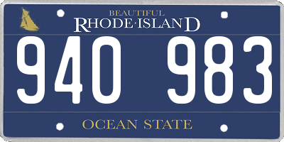 RI license plate 940983