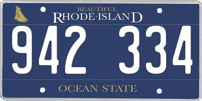 RI license plate 942334