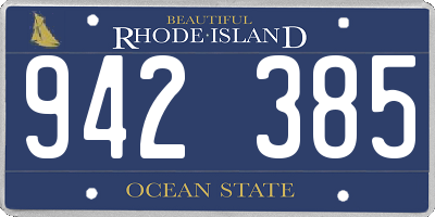 RI license plate 942385