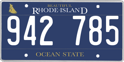 RI license plate 942785