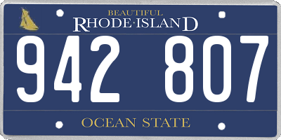 RI license plate 942807