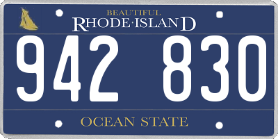 RI license plate 942830