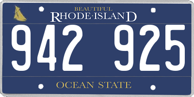 RI license plate 942925