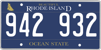 RI license plate 942932