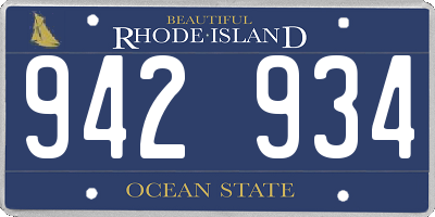 RI license plate 942934