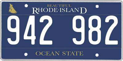 RI license plate 942982