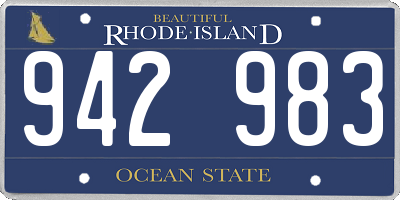RI license plate 942983