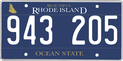 RI license plate 943205