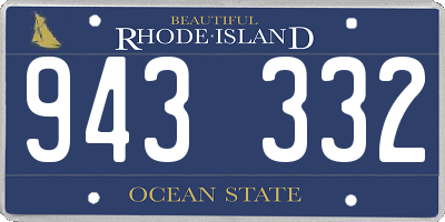 RI license plate 943332