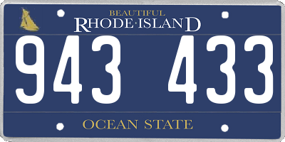 RI license plate 943433