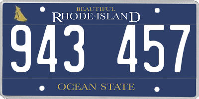 RI license plate 943457