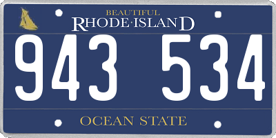 RI license plate 943534